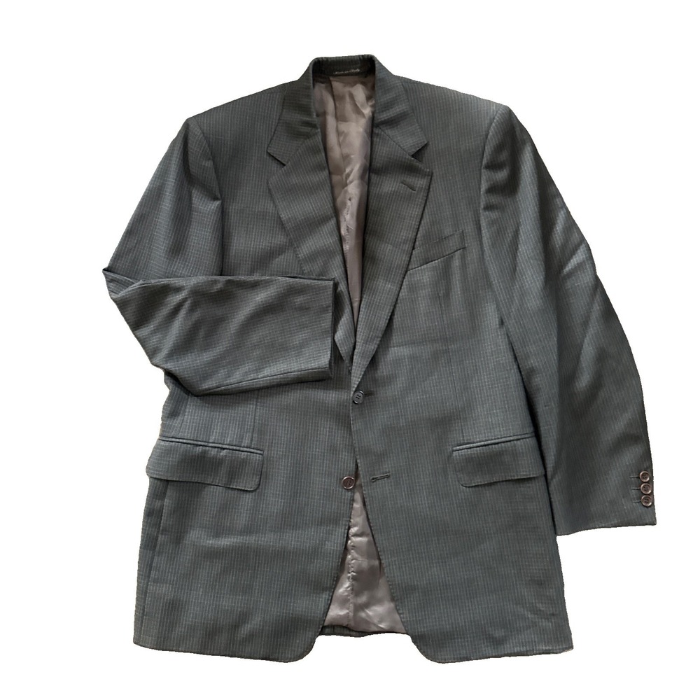Canali Sport Coat Blazer Men 42R IT 52 Wool Brown Windowpane Check Italy Vintage